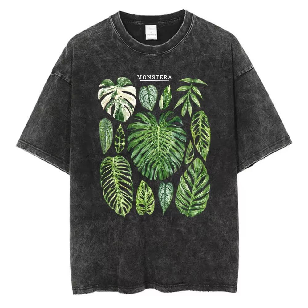Camiseta con Estampado de Hoja - Acid Wash Vintage Graphic T Shirt reseña y precio