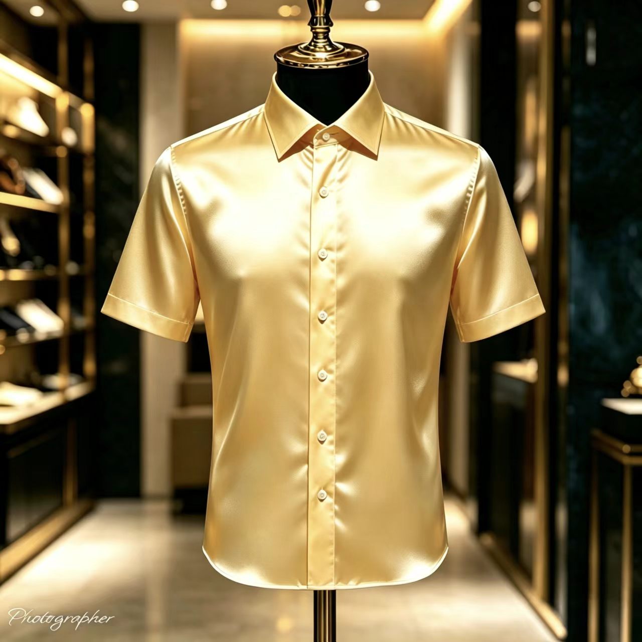 Men's Solid Color Satin Short- - Mens Satin Silk Dress Shirt reseña y precio