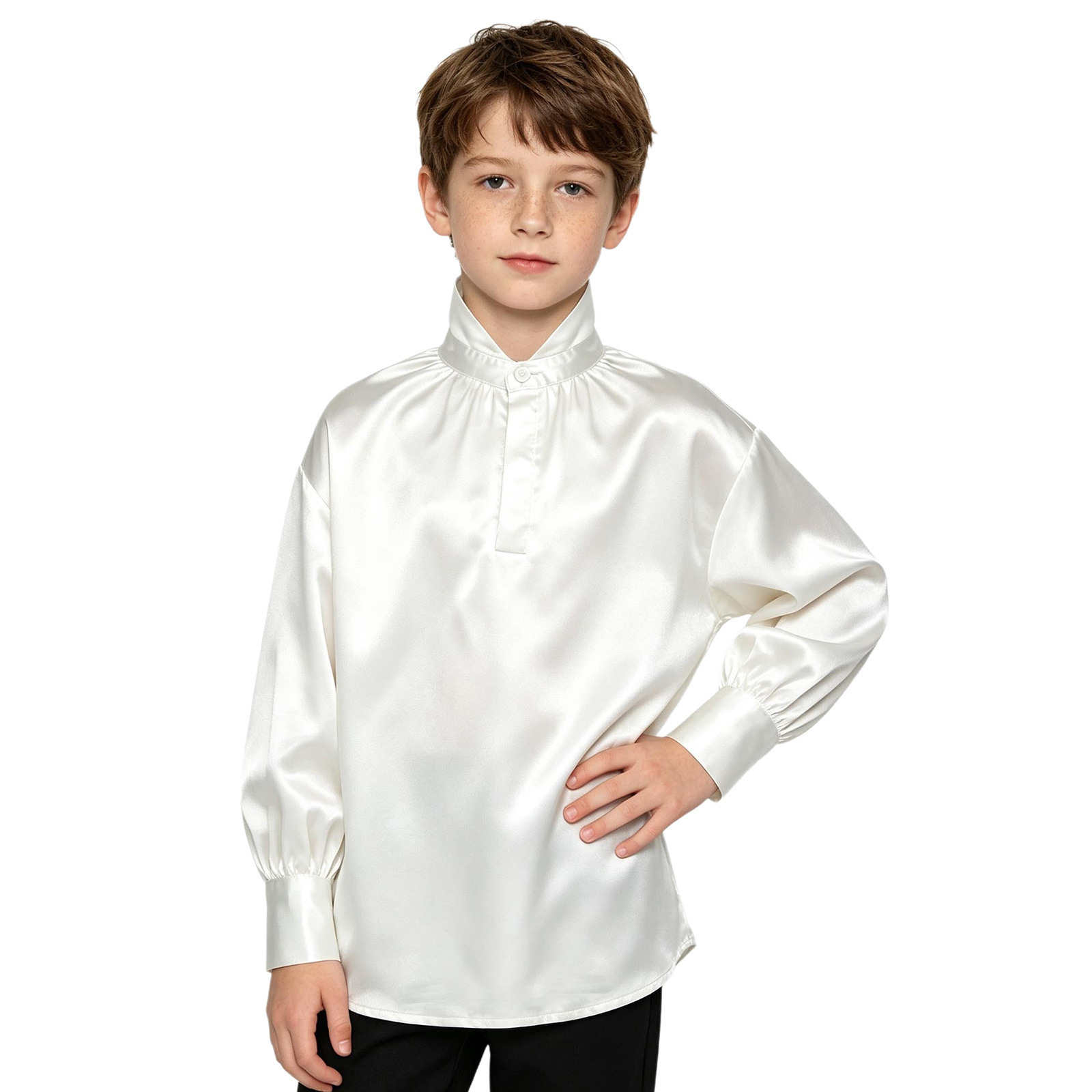 Camisa de satén de estilo medi - Shirts reseña y precio